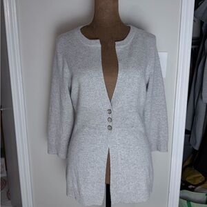 Chic Women's Gray Cardigan with Button Accents Cashmere 100%